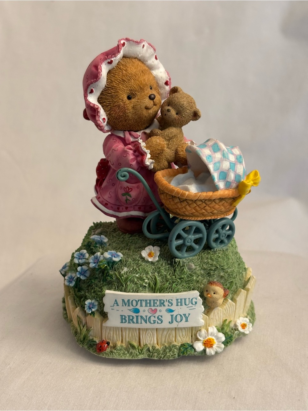 San Francisco Music Box Co ~ Bearhugs Mother & Baby Bear Crib Resin
